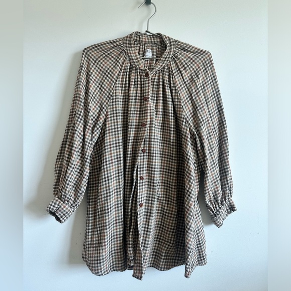 Esby | Liza Top in Brown Vintage Check - Picture 2 of 4